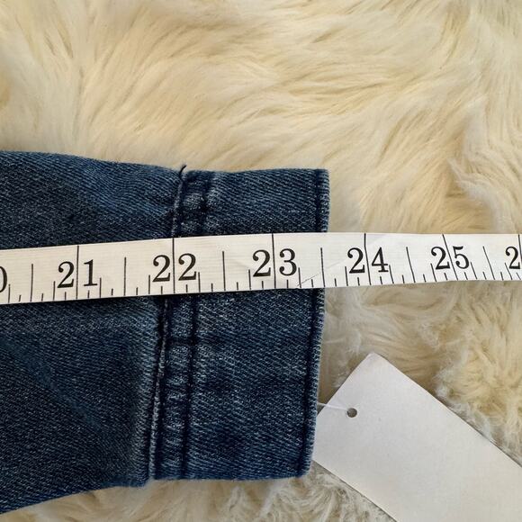 Joujou Denim Trucker Jacket Faux Fur Lining Collar Button Up Small NWT Dark Wash - Picture 11 of 13